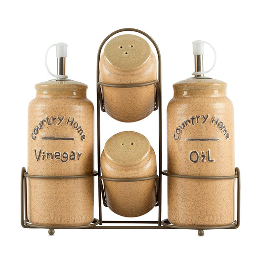 Country Home Oil, Vinegar, Salt & Pepper Set