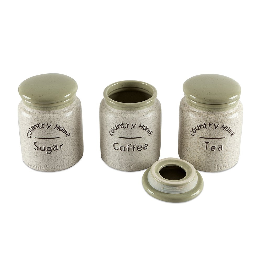 Country Home Ceramic Storage Jar Set – Tea, Coffee & Sugar