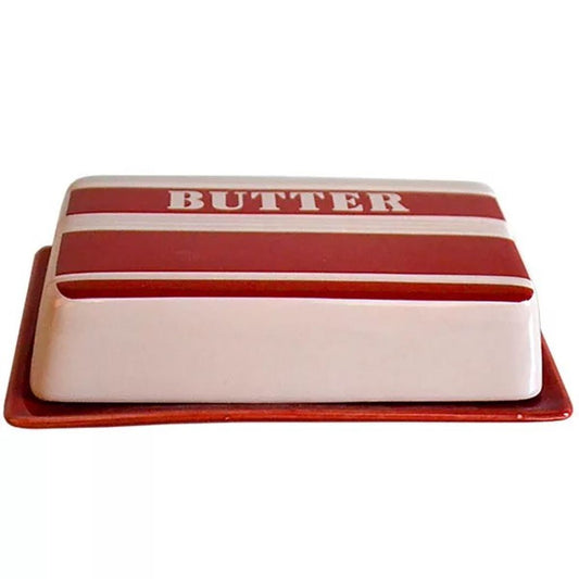 Striped Ceramic Butter Dish