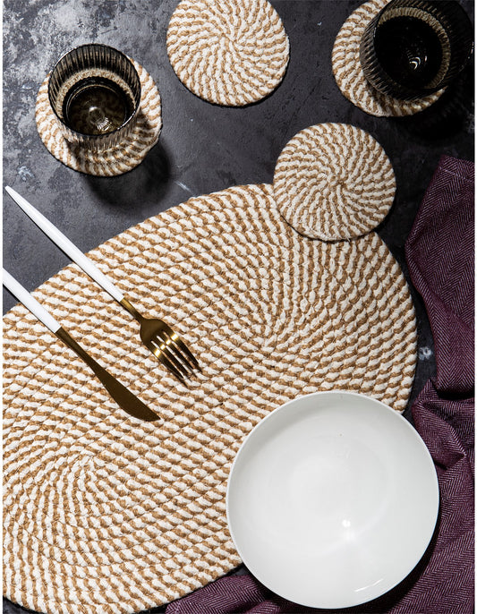 Oval Placemats – Beige & White Zigzag Placemat