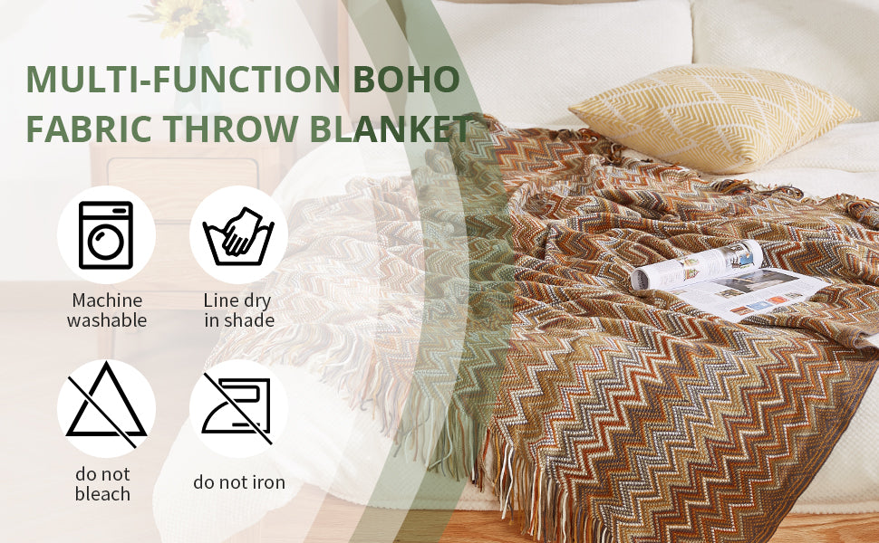 Bohemian Throw Blanket with Fringe