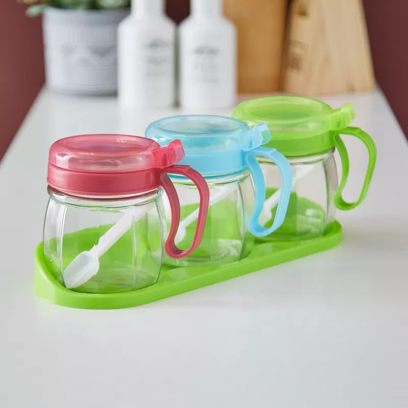 3pcs Seasoning Jar Set with Tray