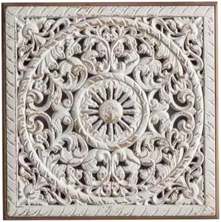 Hand-Carved Floral Mandala Wall Frame (41.5*4.5*41.5)