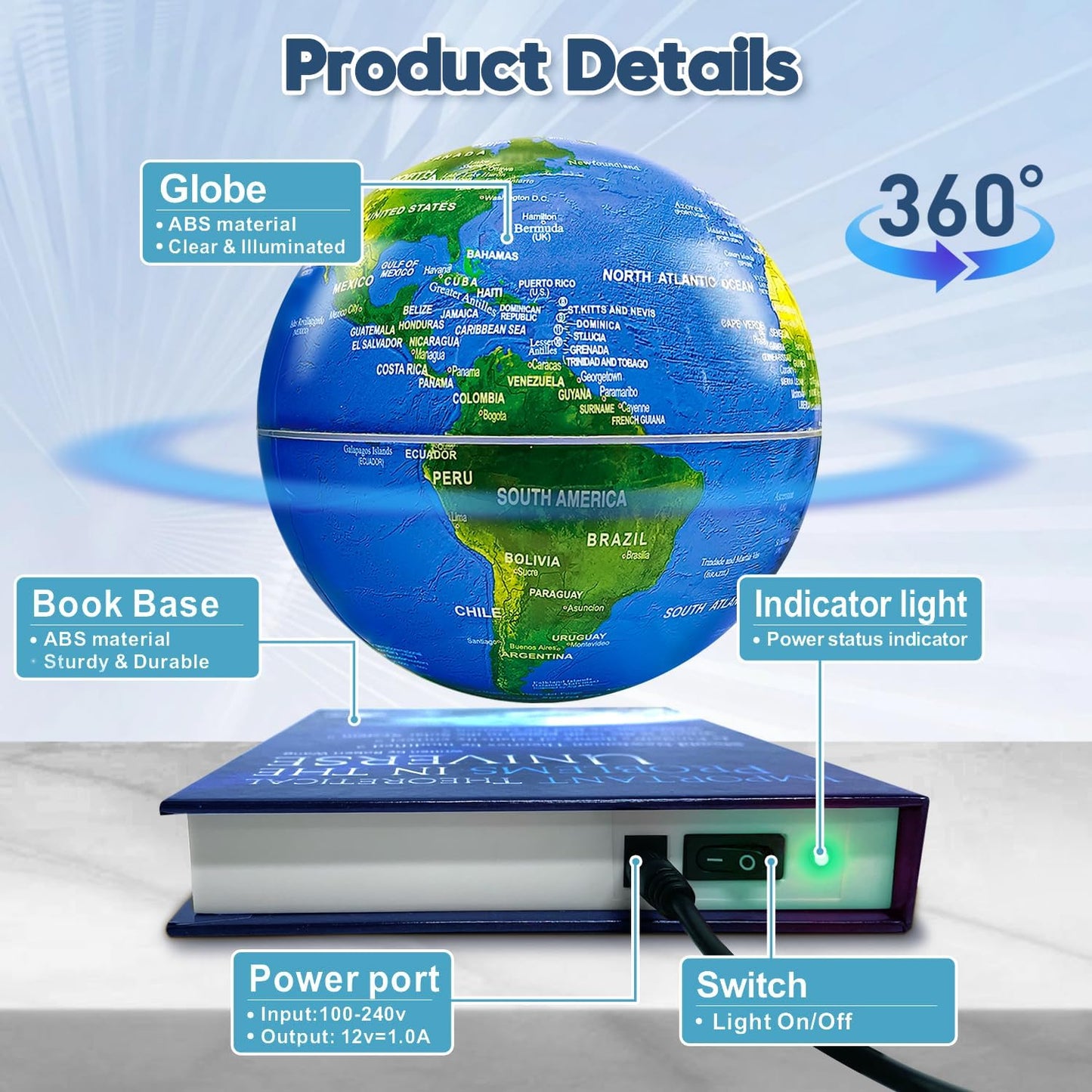 Levitating Globe with Magnetic Base