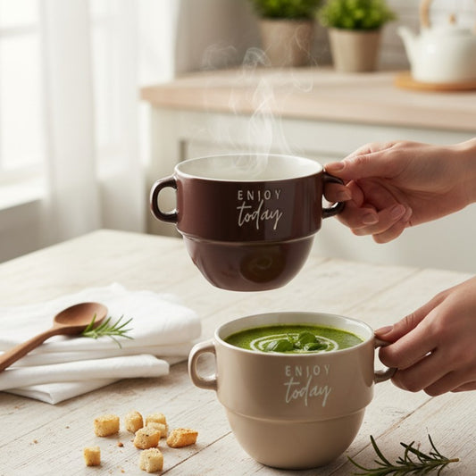 Double Handle Ceramic Soup Bowl