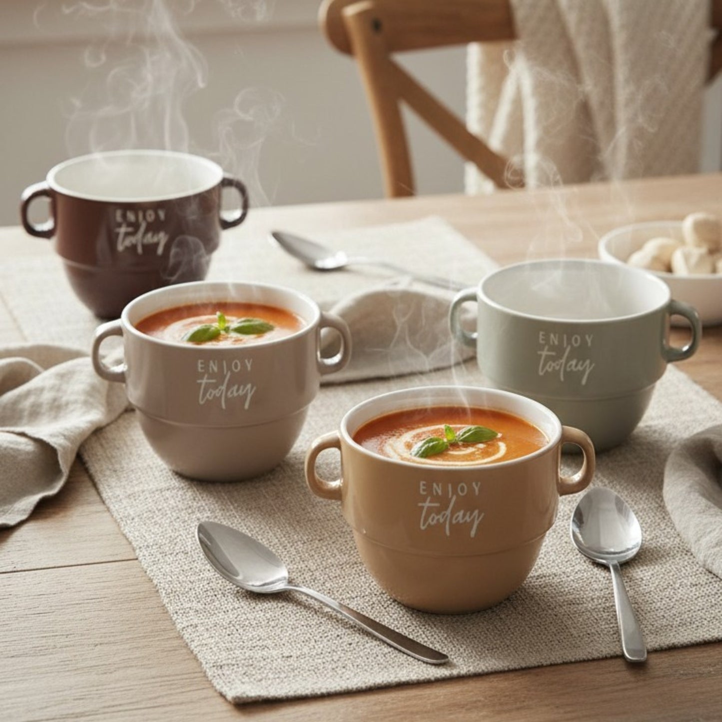 Double Handle Ceramic Soup Bowl