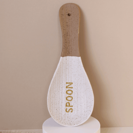 Olive-Brown Spoon Rest with Ribbed Finish