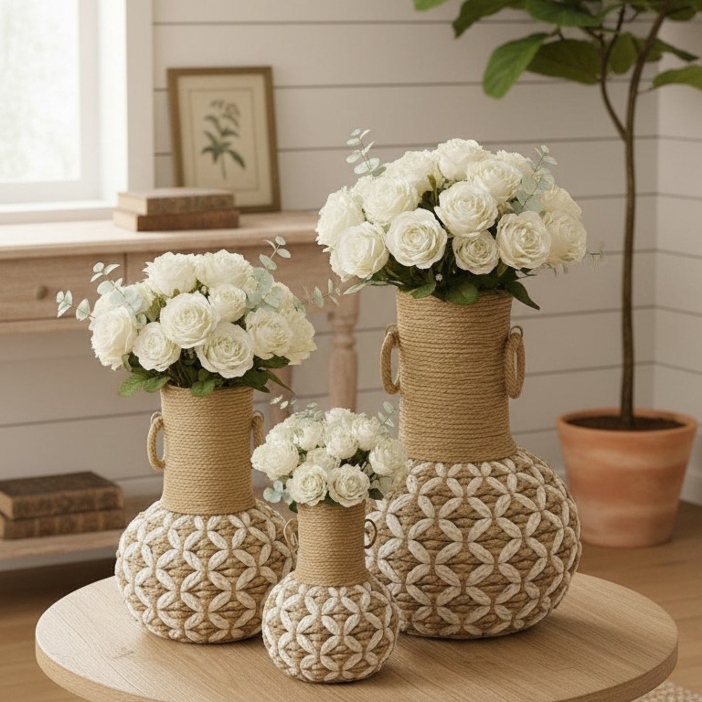Handwoven Rope Decorative Vases - small size