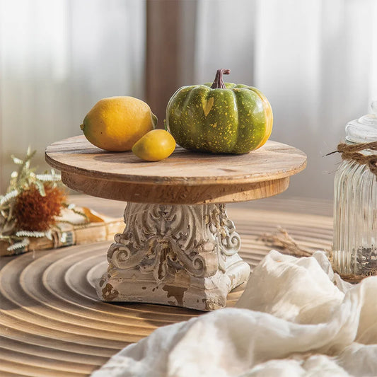 Decorative Wooden Pedestal Stand - Roman Style