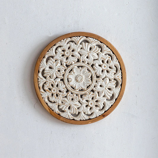 Small Round Carved Wall Panel