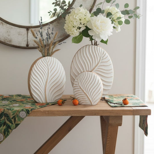 Medium Textured Ceramic Leaf Vase