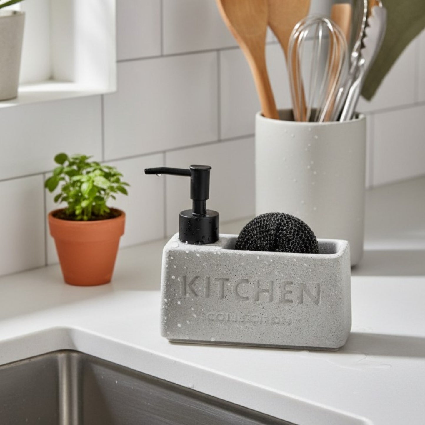 Modern Kitchen Soap & Scrubber Set