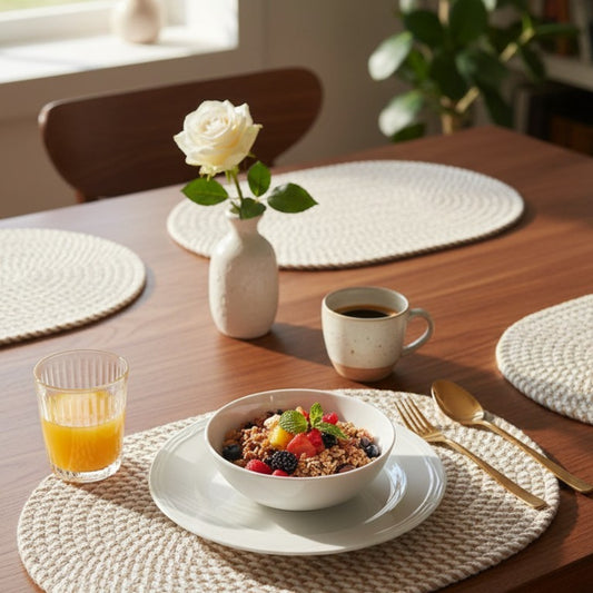 Oval Placemats – Beige & White Zigzag Placemat