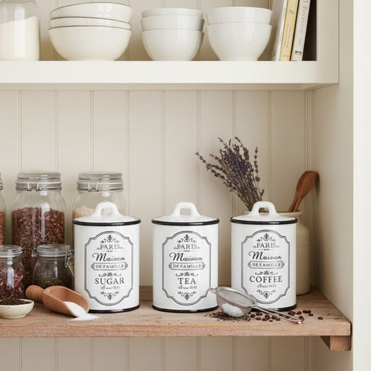 Paris Maison Canister Set – Sugar, Tea & Coffee