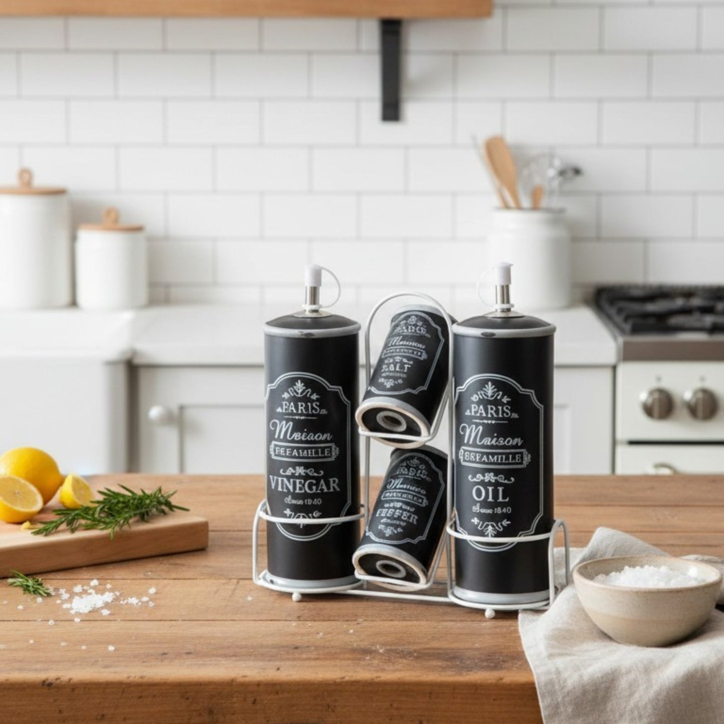 Paris Maison Oil, Vinegar, Salt & Pepper Set