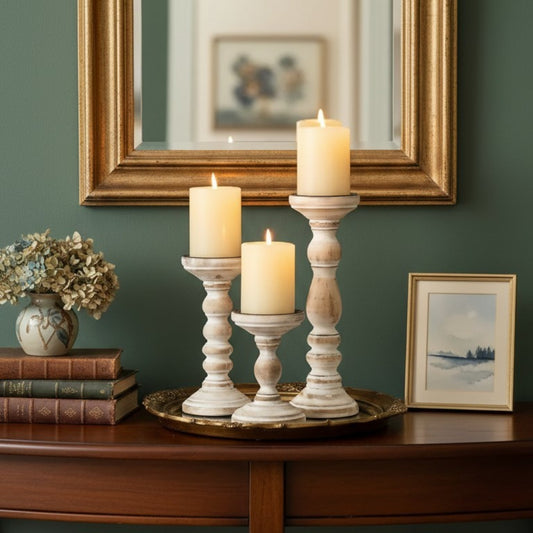 Rustic Cream Candle Holder - large size