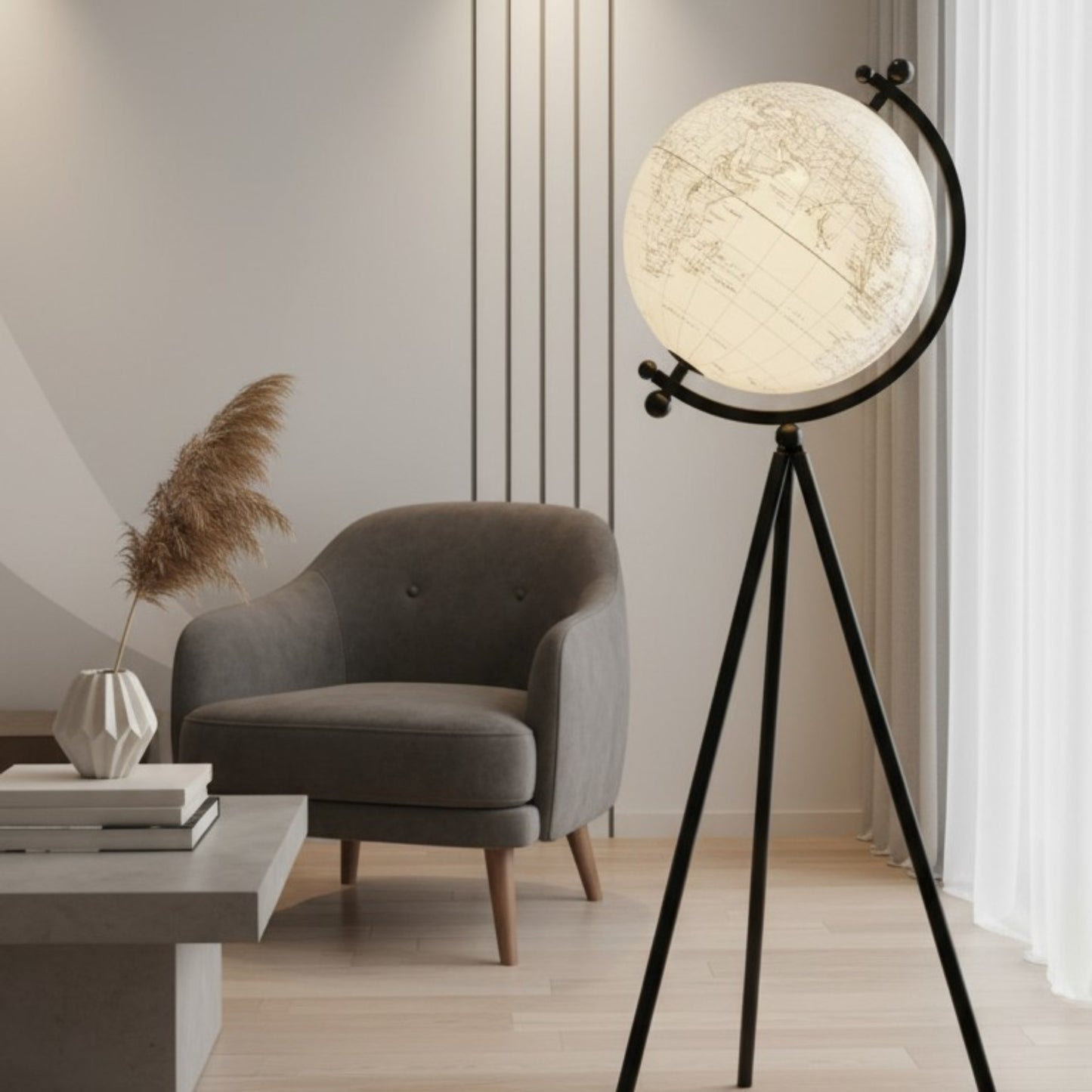 Tripod Globe Rotating Décor