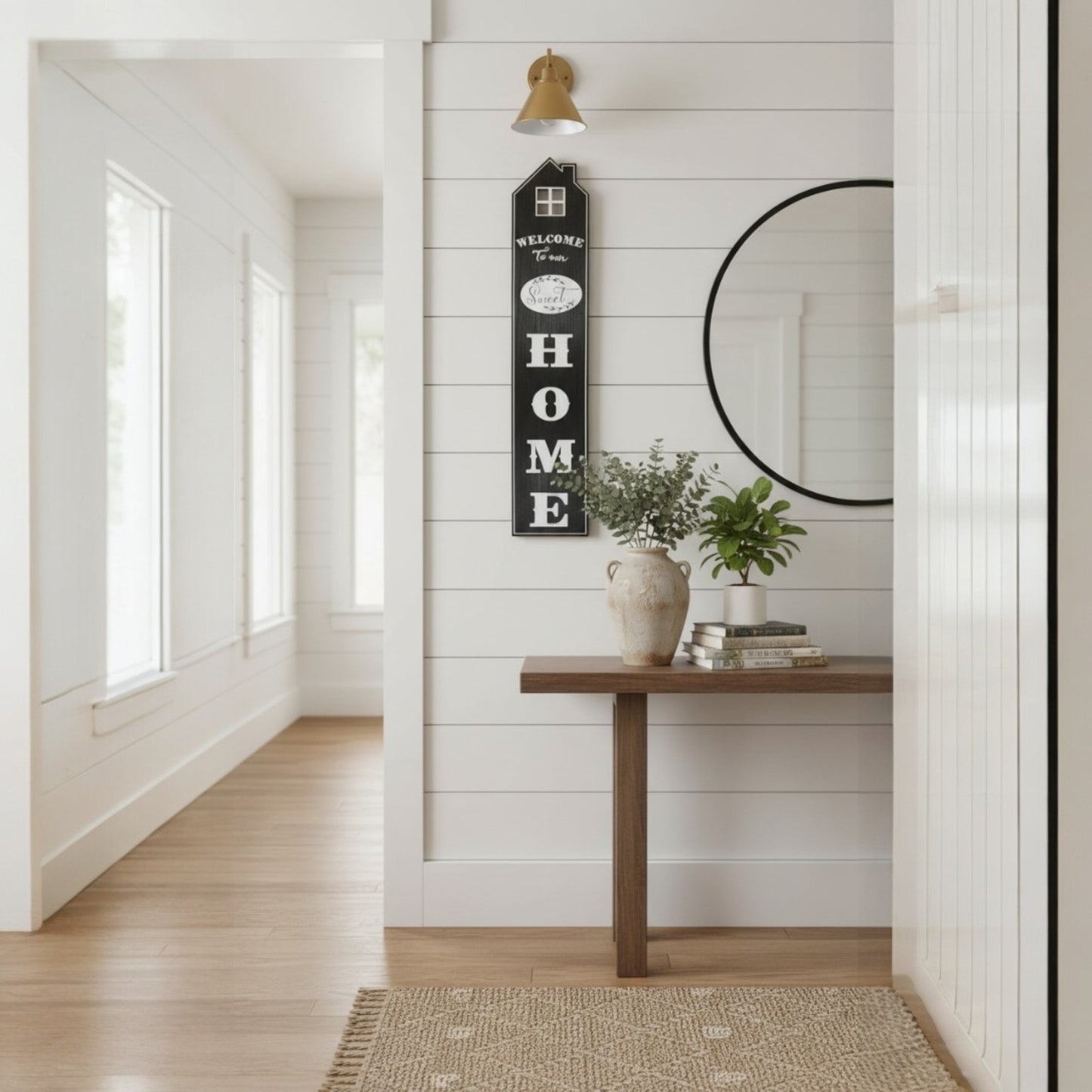 Vertical House-Shaped Home Welcome Sign
