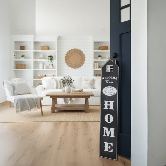 Vertical House-Shaped Home Welcome Sign