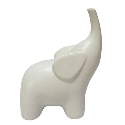 Ceramic Elephant Figurine – White Gloss Finish