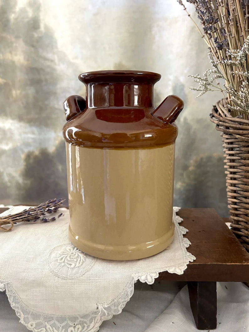 Rustic Ceramic Jug Vase with "HOME" Inscription