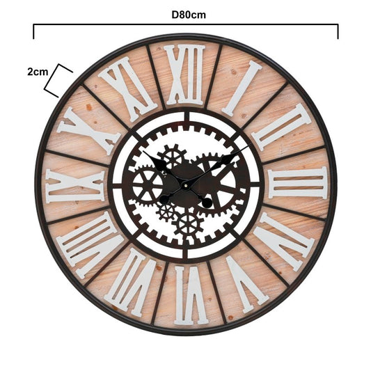 Roman Gear Wall Clock – 80cm