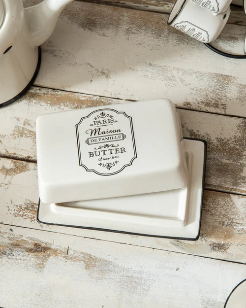 Paris Maison Butter Dish – White Enamel