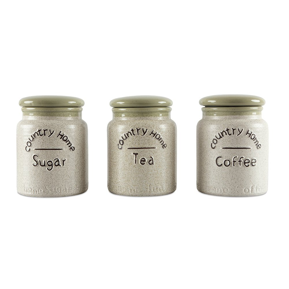 Country Home Ceramic Storage Jar Set – Tea, Coffee & Sugar
