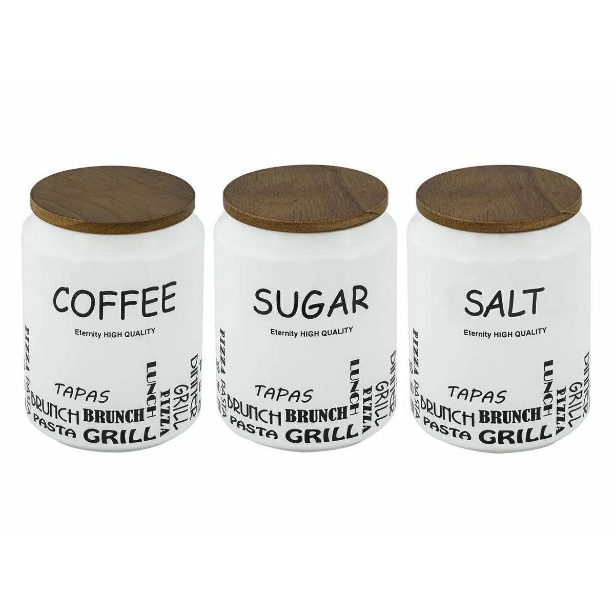 3-Piece White Coffee, Tea & Sugar Canister Set