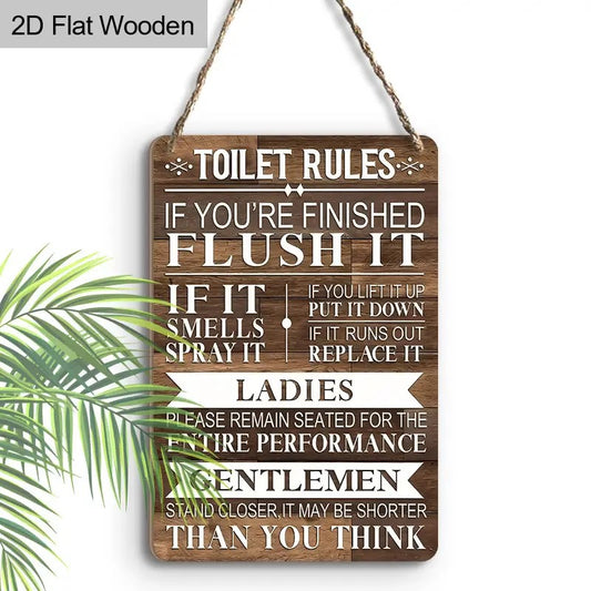Humorous Toilet Rules Hanging Sign – Assorted Designs