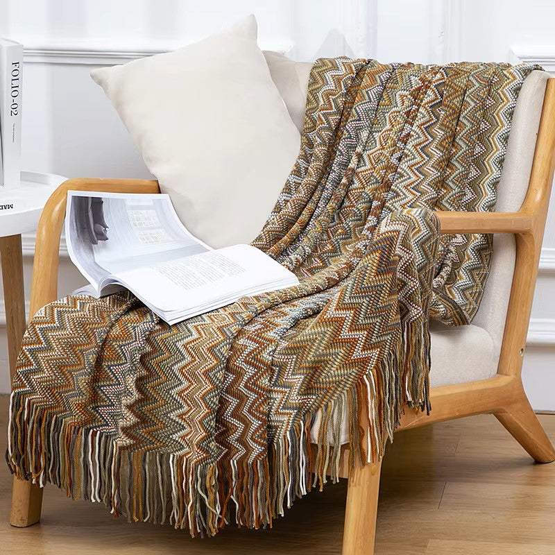 Bohemian Throw Blanket with Fringe