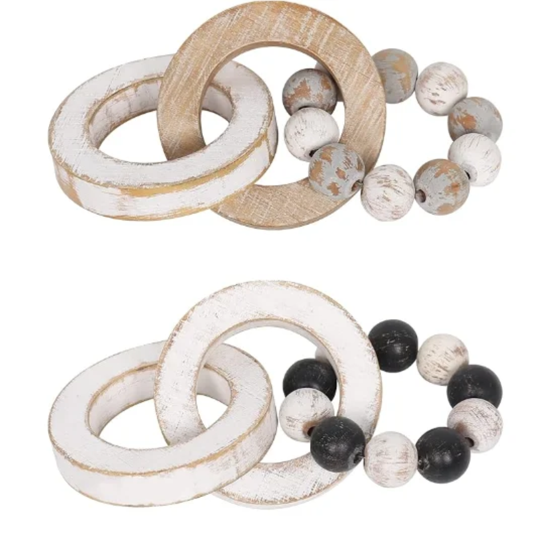 Farmhouse Wood Bead Chain with Rings