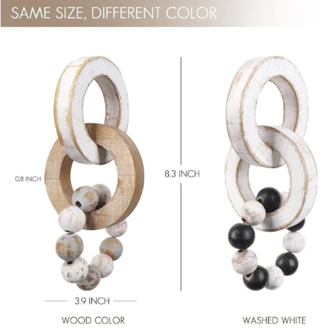 Farmhouse Wood Bead Chain with Rings