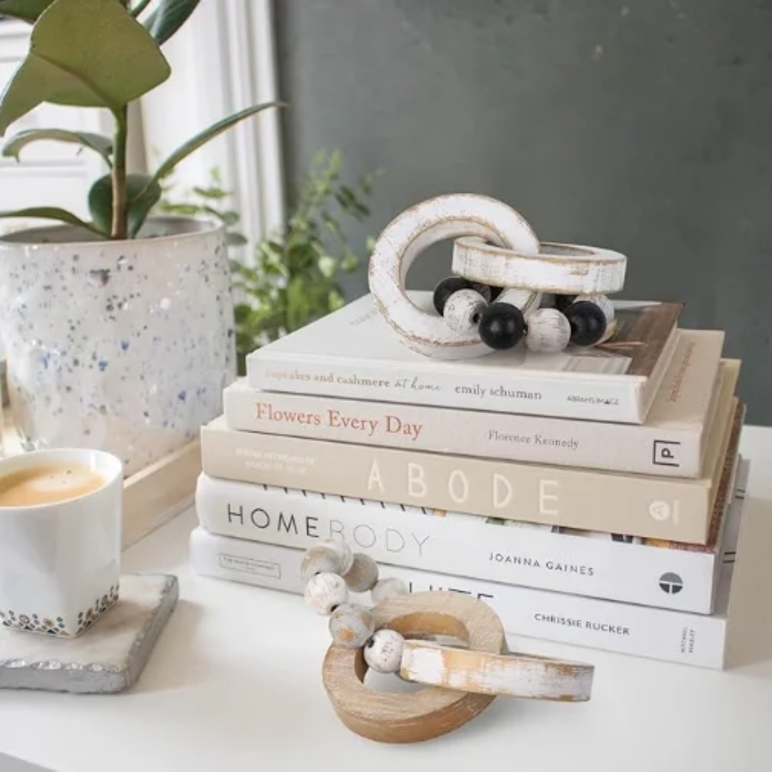 Farmhouse Wood Bead Chain with Rings