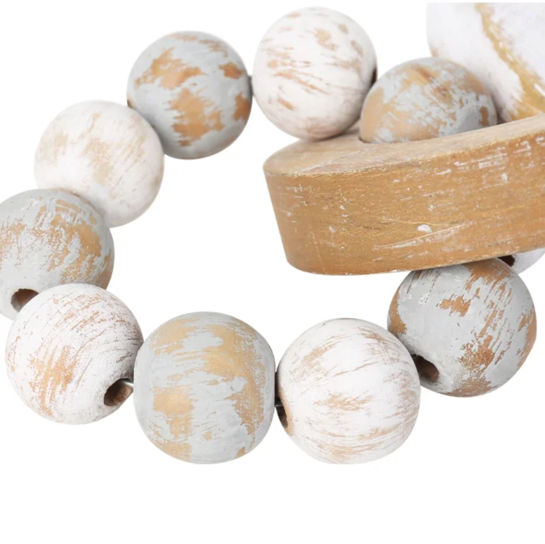 Farmhouse Wood Bead Chain with Rings
