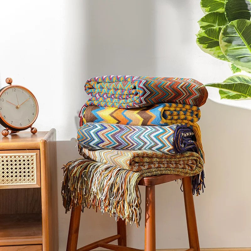 Bohemian Throw Blanket with Fringe
