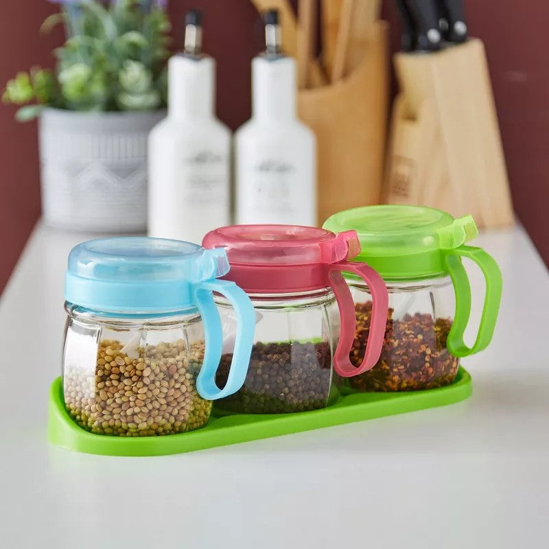 3pcs Seasoning Jar Set with Tray