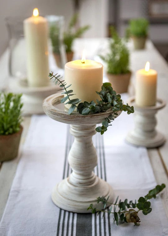 Rustic Cream Candle Holder - large size