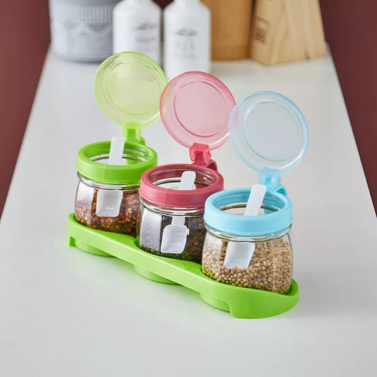 3pcs Seasoning Jar Set with Tray