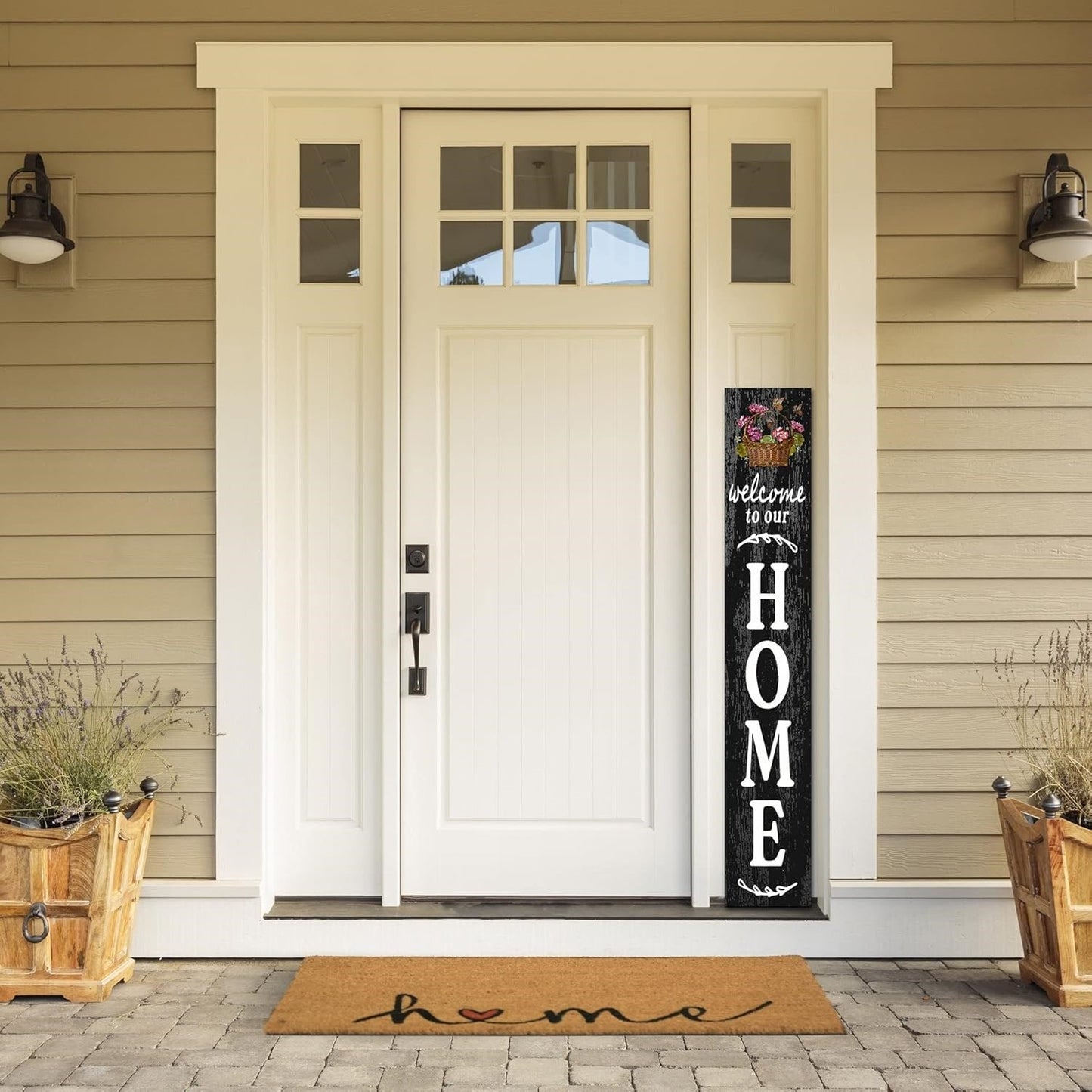 Vertical House-Shaped Home Welcome Sign