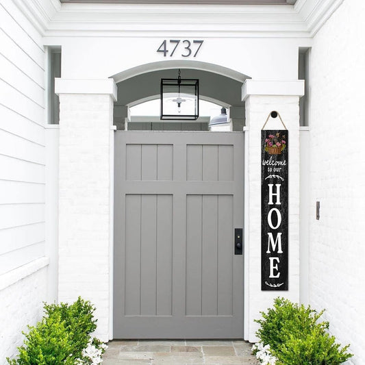Vertical House-Shaped Home Welcome Sign