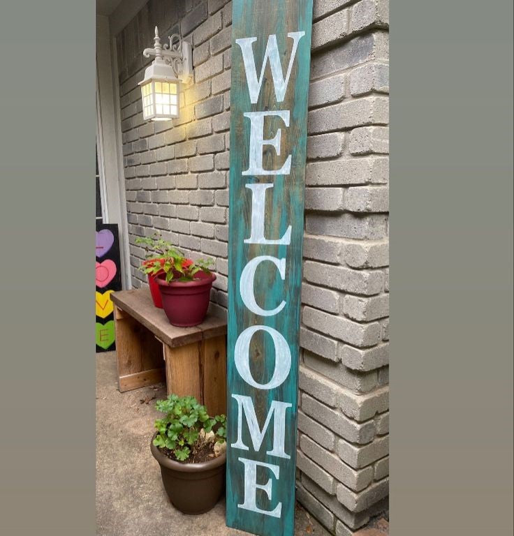 Colorful Vertical Welcome Porch Sign