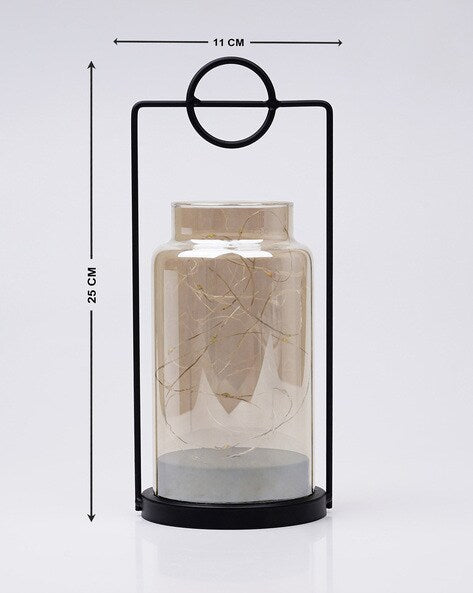 Decorative Glass Lantern with LED Fairy Lights