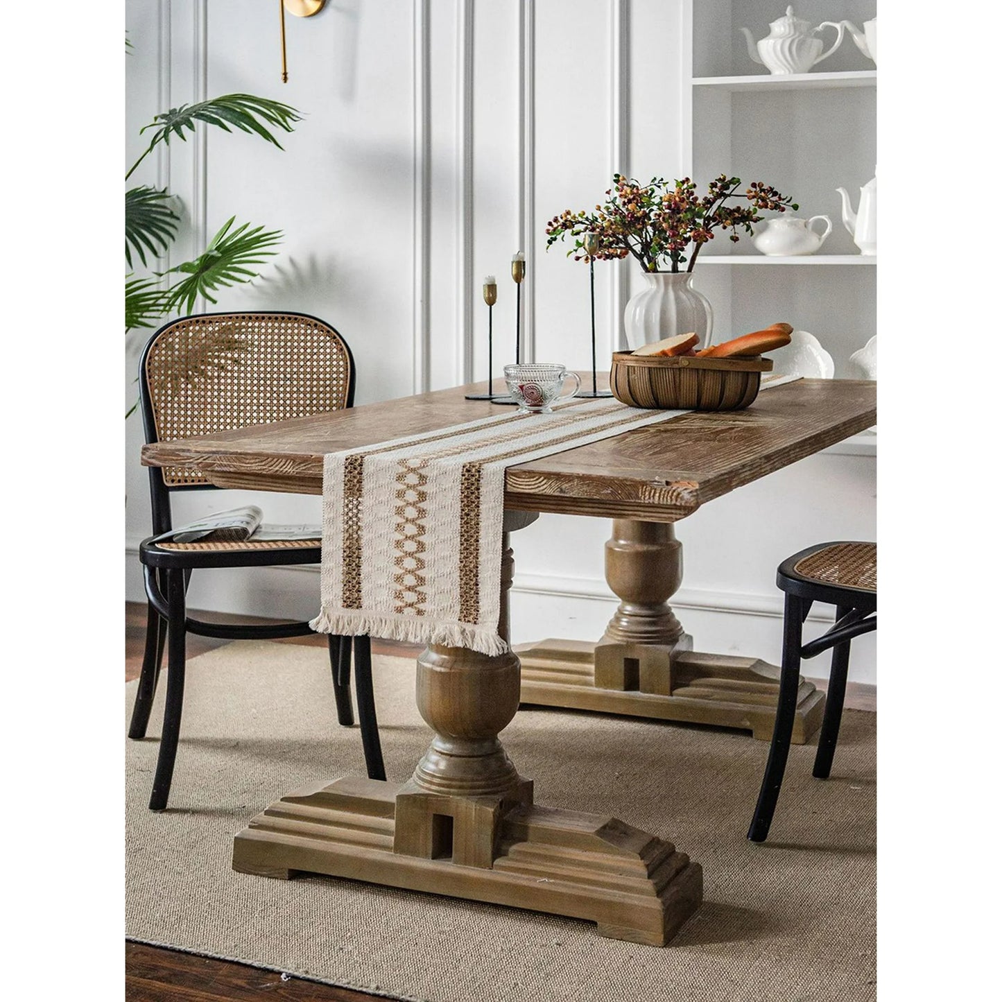 Woven Cotton & Jute Table Runner – Natural Tones