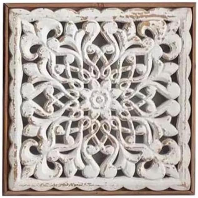 Hand-Carved Floral Mandala Wall Frame (31.3*4*31.3)