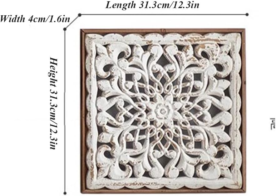 Hand-Carved Floral Mandala Wall Frame (31.3*4*31.3)