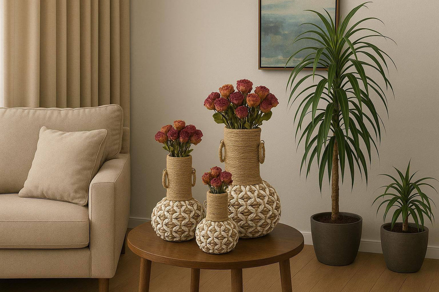 Handwoven Rope Decorative Vases - small size