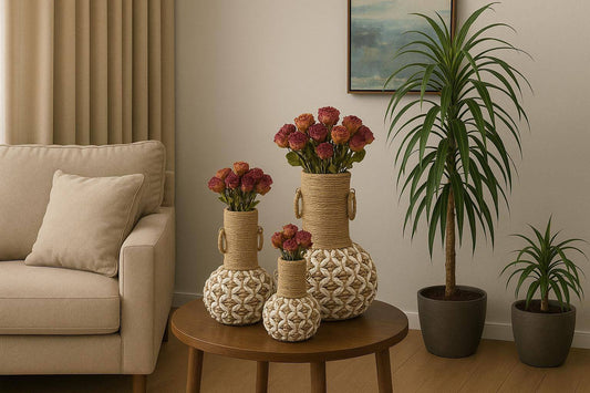 Handwoven Rope Decorative Vases - small size