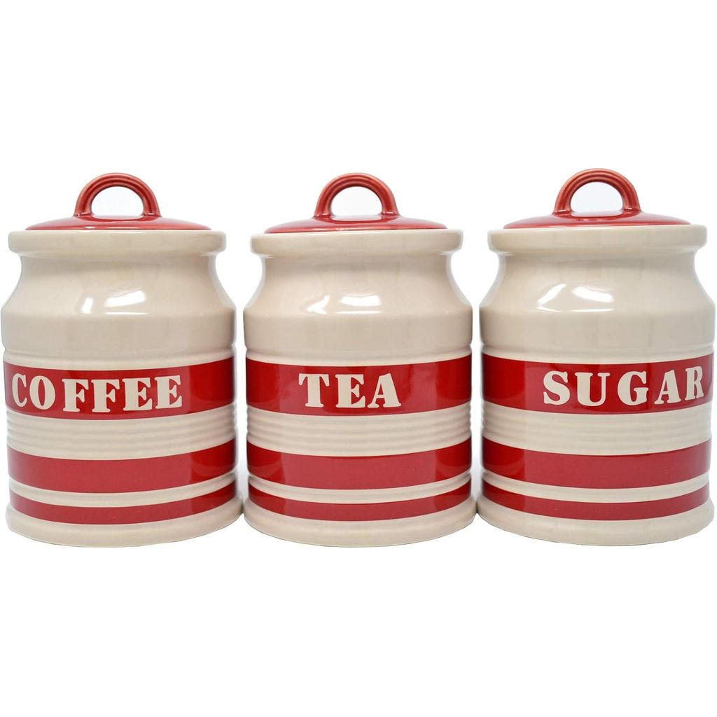Ceramic Canister Set – Coffee, Tea & Sugar