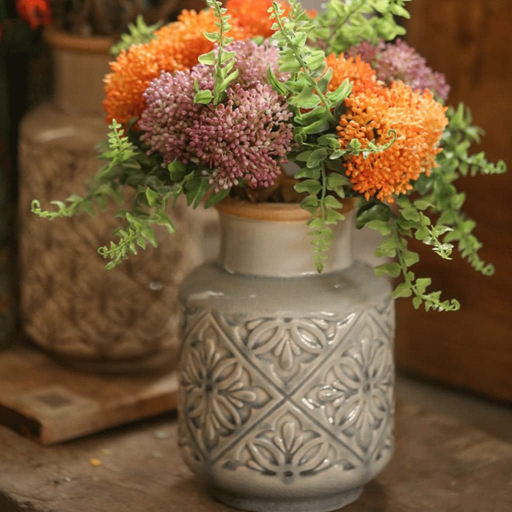 Embossed Ceramic Decorative Vase - 21cm